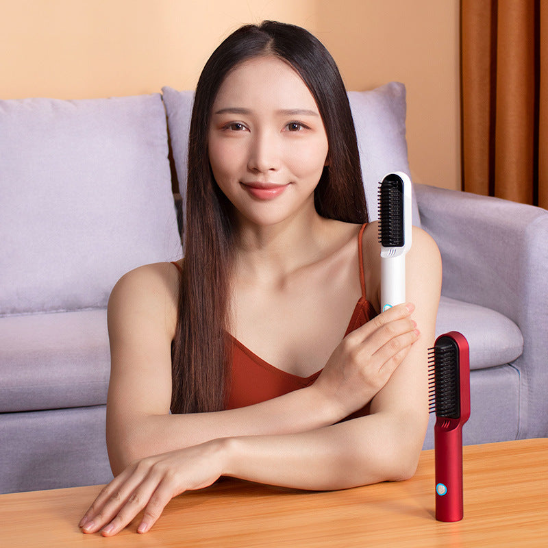 Mini hair straightener brush