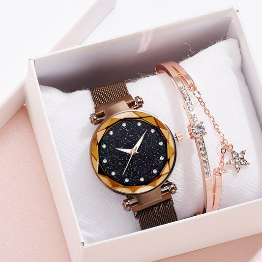 Luxury crystal watch + bracelet